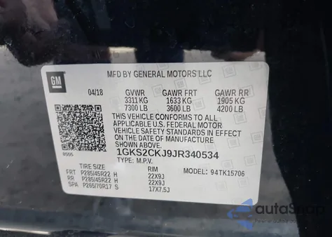 2018 GMC Yukon Denali z USA, uszkodzony, nr VIN 1GKS2CKJ9JR340534